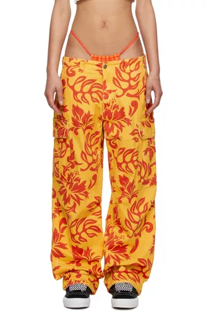 ERL Women Pants - Orange Graphic Trousers