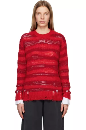 Acne Studios Women Jumpers - Red Distressed Sweater