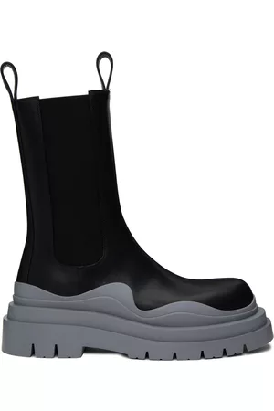 Bottega Veneta Men Boots - Black & Gray Tire Chelsea Boots