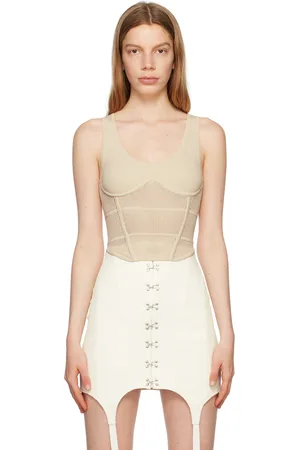DION LEE Off-White Corset Tank Top