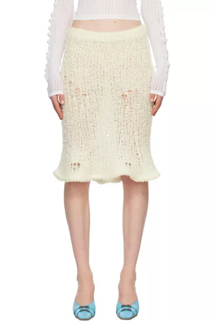 Acne Studios Women Midi Skirts - Off-White Flared Midi Skirt