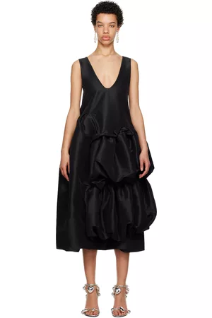 Kika Vargas Women Midi Dresses - SSENSE Exclusive Black Agnodice Midi Dress