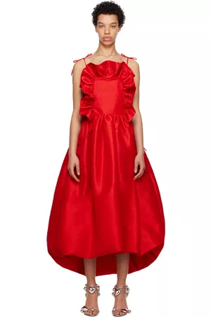 Kika Vargas Women Midi Dresses - SSENSE Exclusive Red Ramya Midi Dress