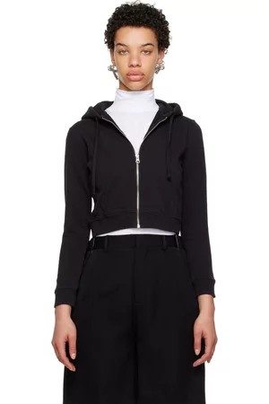 Maison Margiela Women Hoodies - Black Cropped Hoodie