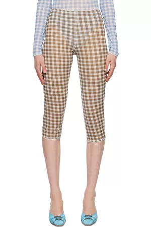 Acne Studios Women Pants - Beige Check Trousers
