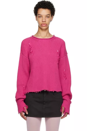 Maison Margiela Women Jumpers - Pink Distressed Sweater