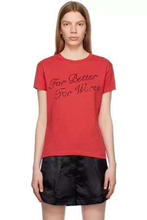 Acne Studios Women T-shirts - Red Rhinestone T-Shirt