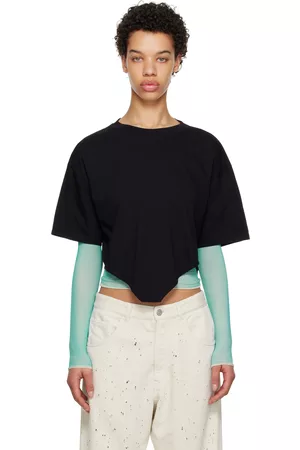 Maison Margiela Women T-shirts - Black Asymmetric T-Shirt