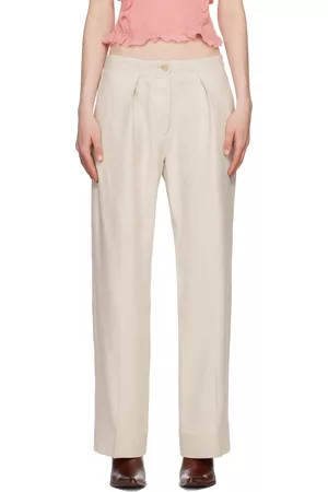 Acne Studios Women Pants - Off-White Pleated Trousers