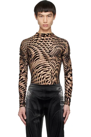 MUGLER Tan & Black Star Turtleneck