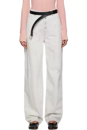 Maison Margiela Women Jeans - White Distressed Jeans