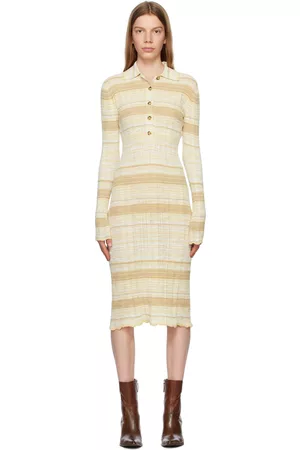 Acne Studios Women Midi Dresses - SSENSE Exclusive Beige Midi Dress