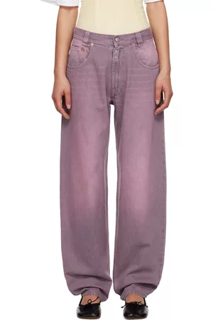 Maison Margiela Women Jeans - Purple Drawstring Jeans