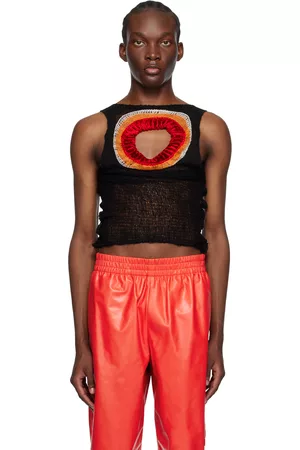 Marni Men Tank Tops - Black Cutout Tank Top