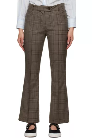 Ernest W. Baker Women Wide Leg Pants - Brown Flared Trousers
