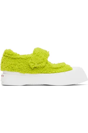 Marni Green & White Merino Mary-Jane Sneakers