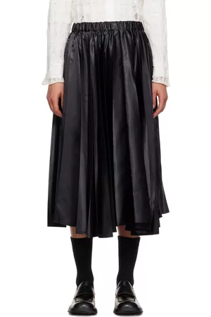 Comme des Garçons Women Midi Skirts - Black Pleated Midi Skirt
