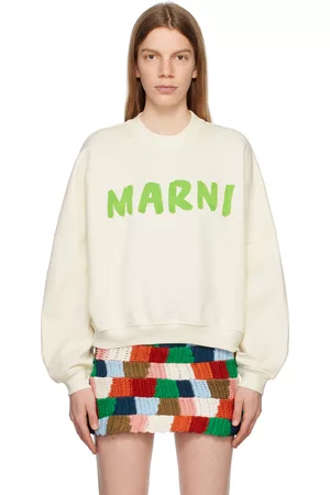 Marni Women Sweatshirts - Off-White Printed Sweatshirt