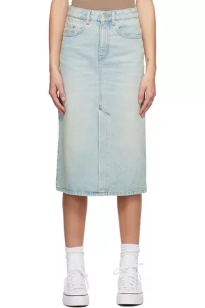 Ami Women Midi Skirts - Blue Faded Denim Midi Skirt