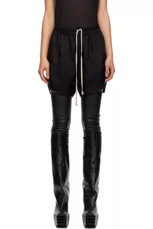 Rick Owens Women Shorts - Black Drawstring Shorts