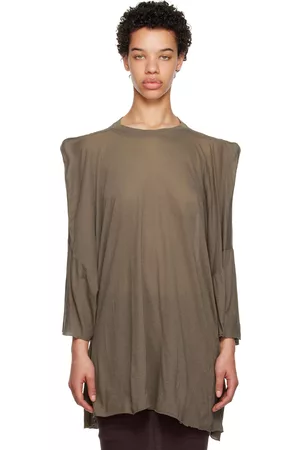 Rick Owens Women Long Sleeve - Brown Tommy Strobe Long Sleeve T-Shirt