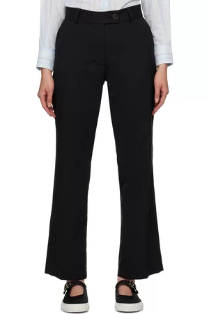 Ernest W. Baker Women Pants - Black Button Trousers