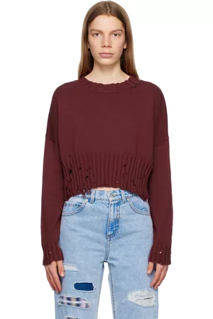 Marni Women Jumpers - Burgundy Distressed Sweater