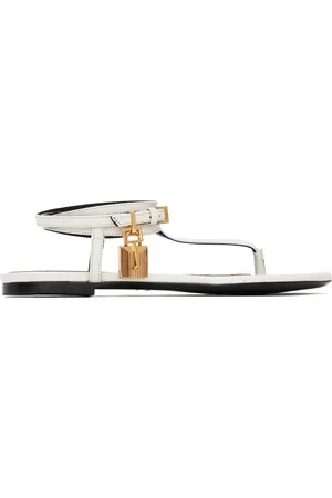 Tom Ford White Padlock Thong Sandals