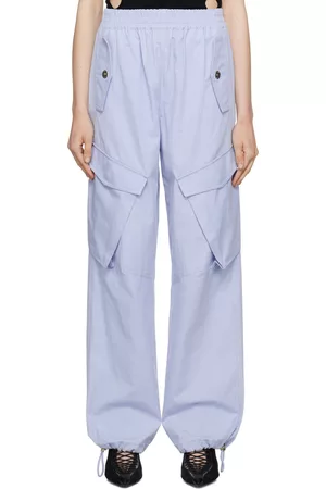 DION LEE Women Pants - Blue Elasicized Trousers