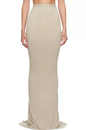 RICK OWENS LILIES Women Maxi Skirts - Taupe Raw Edge Maxi Skirt