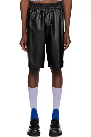 Marni Men Shorts - Black Elasticized Leather Shorts