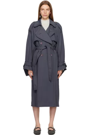 Acne Studios Women Trench Coats - Gray Belted Trench Coat