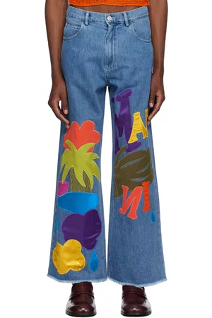 Marni Men Jeans - Blue No Vacancy Inn Edition Embroidered Jeans