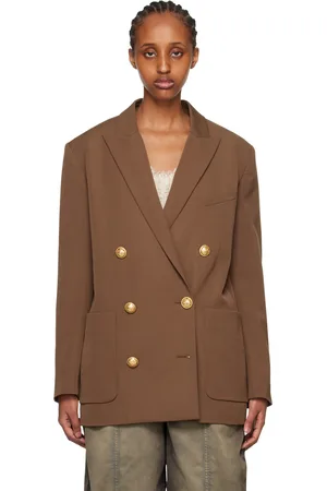 Balmain Brown Double-Breasted Blazer