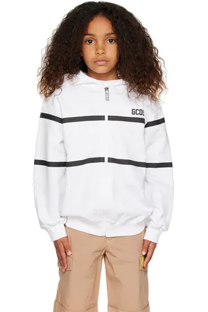 GCDS Kids White Zip Hoodie