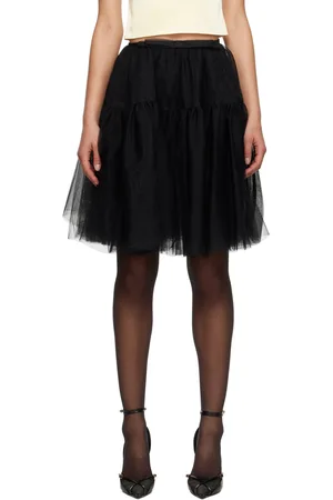 Shushu/Tong Black Semi-Sheer Midi Skirt