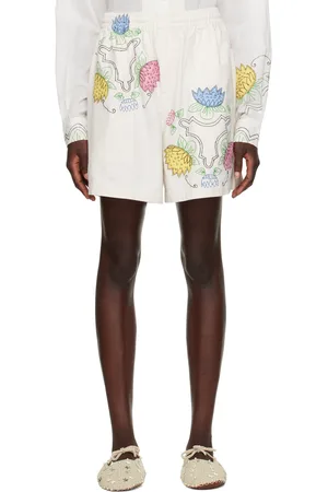 BODE White Patchwork Lotus Shorts