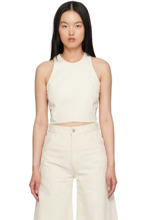 Chloé Off-White Cropped Denim Tank Top