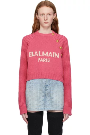 Balmain Women Jumpers - Pink Jacquard Sweater