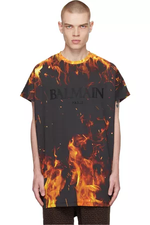 Balmain Men T-shirts - Black Printed T-Shirt