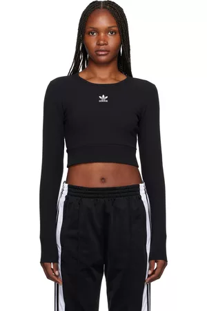 adidas Women Long Sleeve - Black Embroidered Long Sleeve T-Shirt