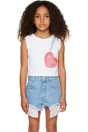GCDS Kids White Graphic Tank Top