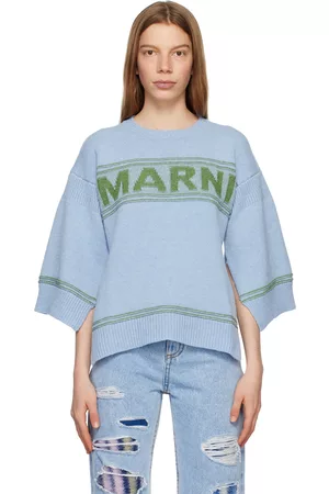 Marni Women Jumpers - Blue Intarsia Sweater