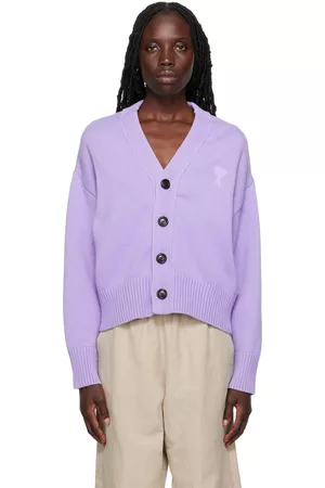 Ami Women Cardigans - SSENSE Exclusive Purple Ami de Cœur Cardigan