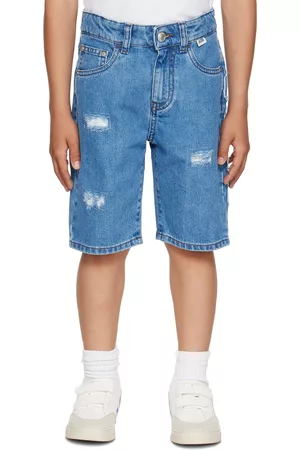 GCDS Shorts - Kids Blue Distressed Shorts