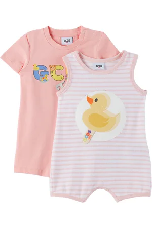 GCDS Two-Pack Baby White & Pink Graphic Jumpsuit
