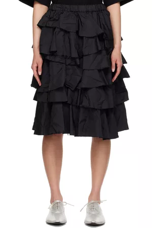 Comme des Garçons Women Midi Skirts - Black Tiered Midi Skirt