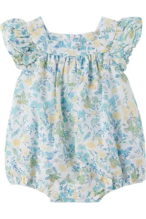 Tartine Et Chocolat Rompers - Baby White & Blue Floral Romper
