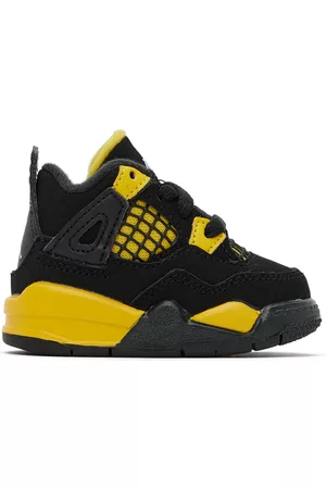 Nike Sneakers - Baby Black & Yellow Jordan 4 Retro Thunder Sneakers