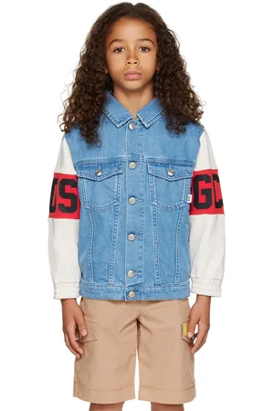 GCDS Kids Blue & White Band Denim Jacket